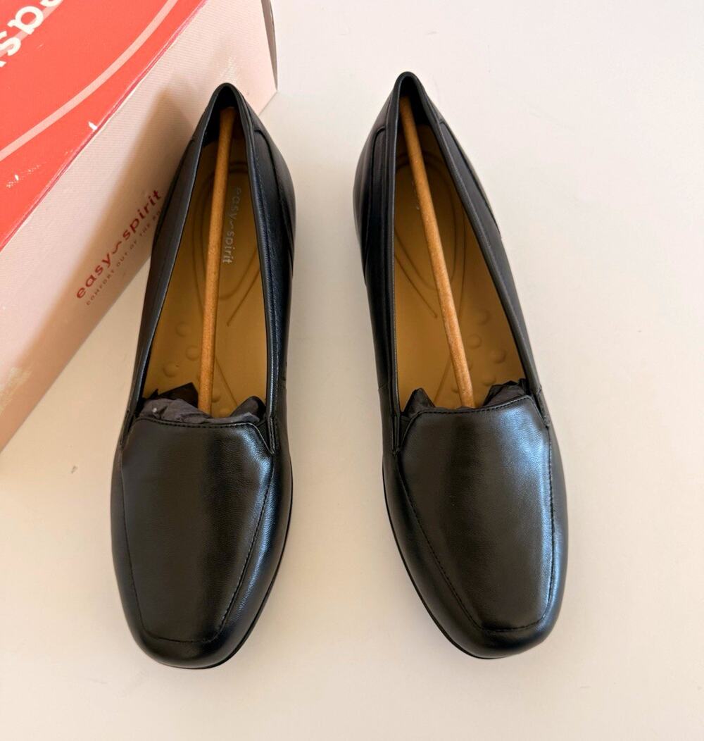 Easy Spirit Devitt Leather Loafers Black Slip-On Size 12M New in Box